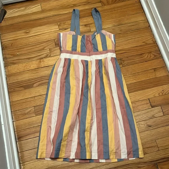 Madewell Women Dress Sherbet Stripe Tie Front Cut Out Button Up - Picture 7 of 7